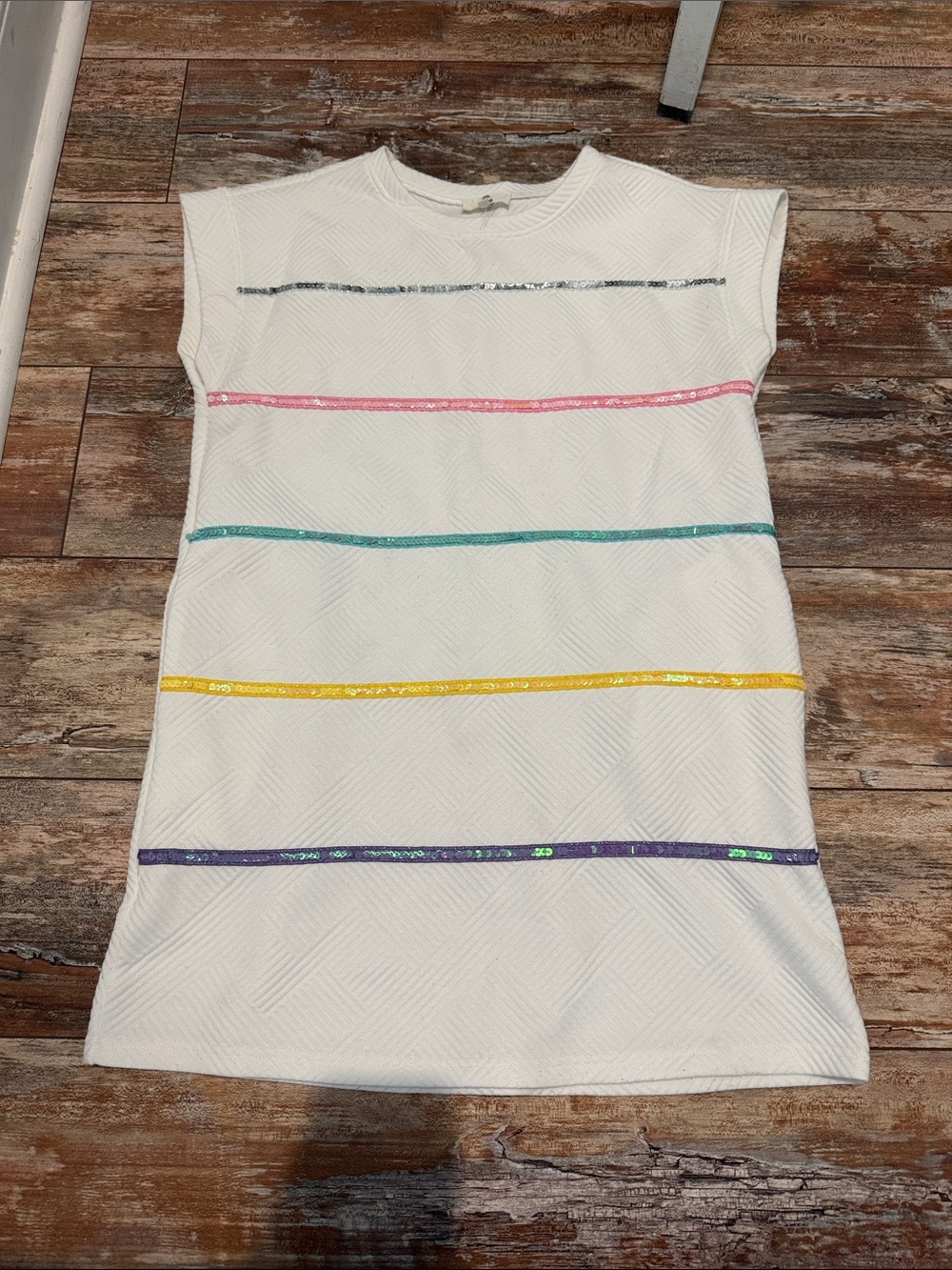 Entro White MINI DRESS with Sequin Stripes